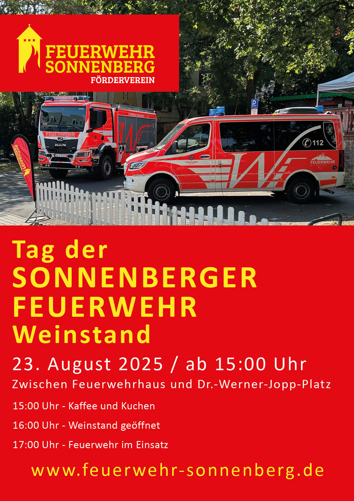 Plakat vom Tag der Feuerwehr am 23.08.2025 ab 15:00